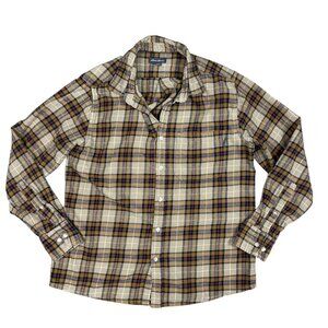 Eddie Bauer Mens Bristol Flannel Shirt Medium Brown Long Sleeve Plaid